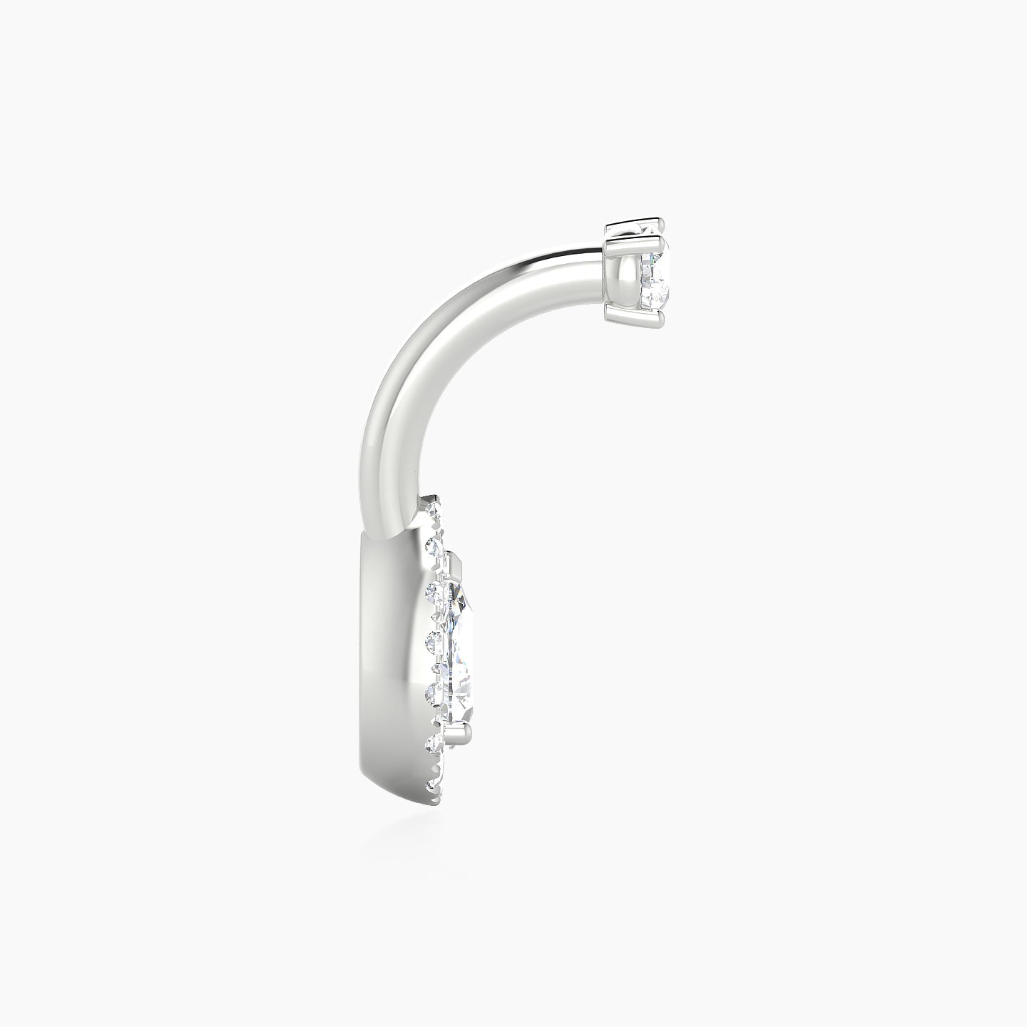 Eirene | 18k White Gold 10 mm 8.5 mm Halo Pear Diamond Navel Piercing