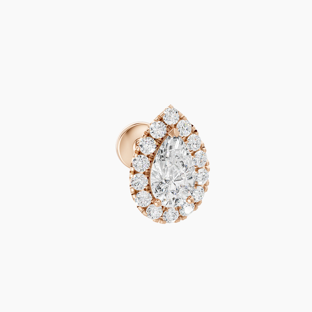 Eirene | 18k Rose Gold 8.5 mm 5 mm Halo Pear Diamond Piercing