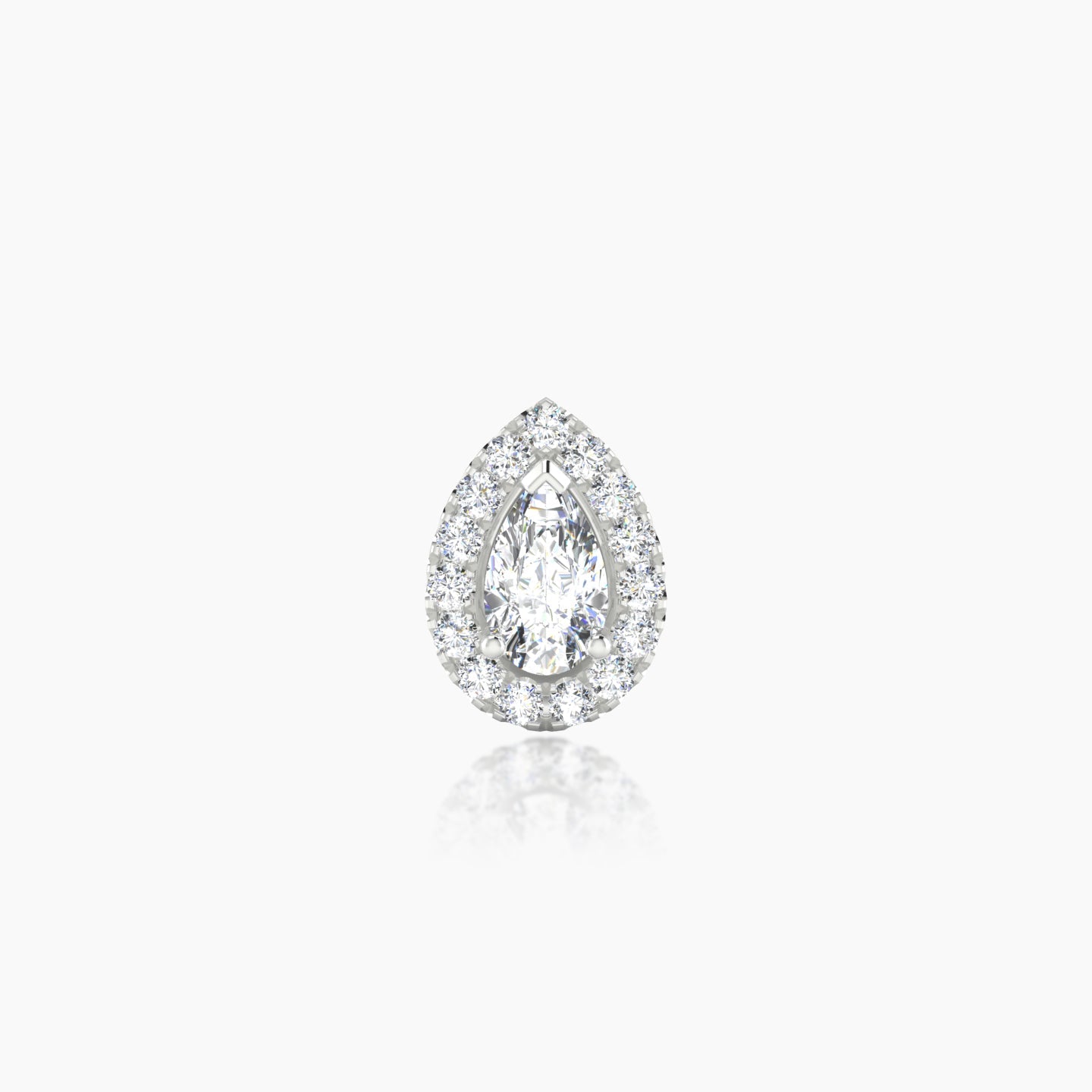 Eirene | 18k White Gold 8.5 mm 5 mm Halo Pear Diamond Piercing