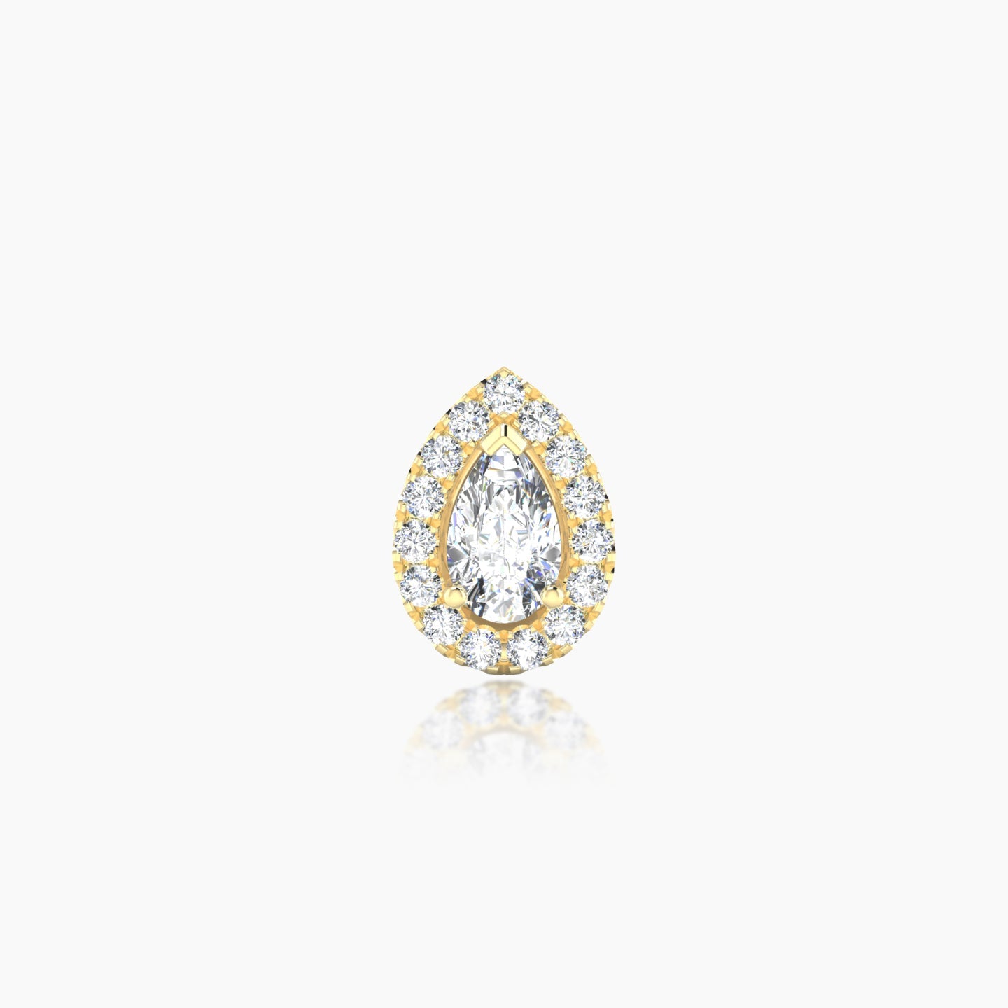 Eirene | 18k Yellow Gold 8.5 mm 5 mm Halo Pear Diamond Piercing