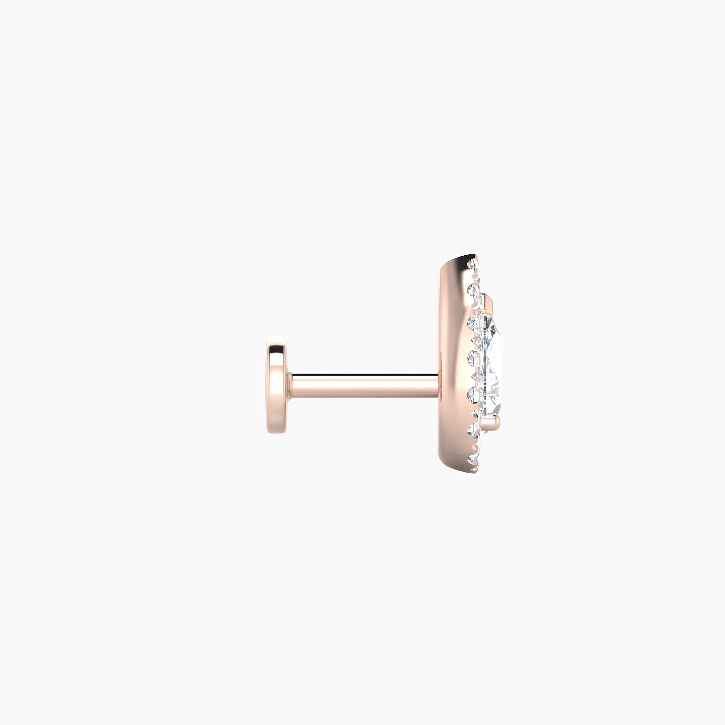 Eirene | 18k Rose Gold 8.5 mm 5 mm Halo Pear Diamond Piercing