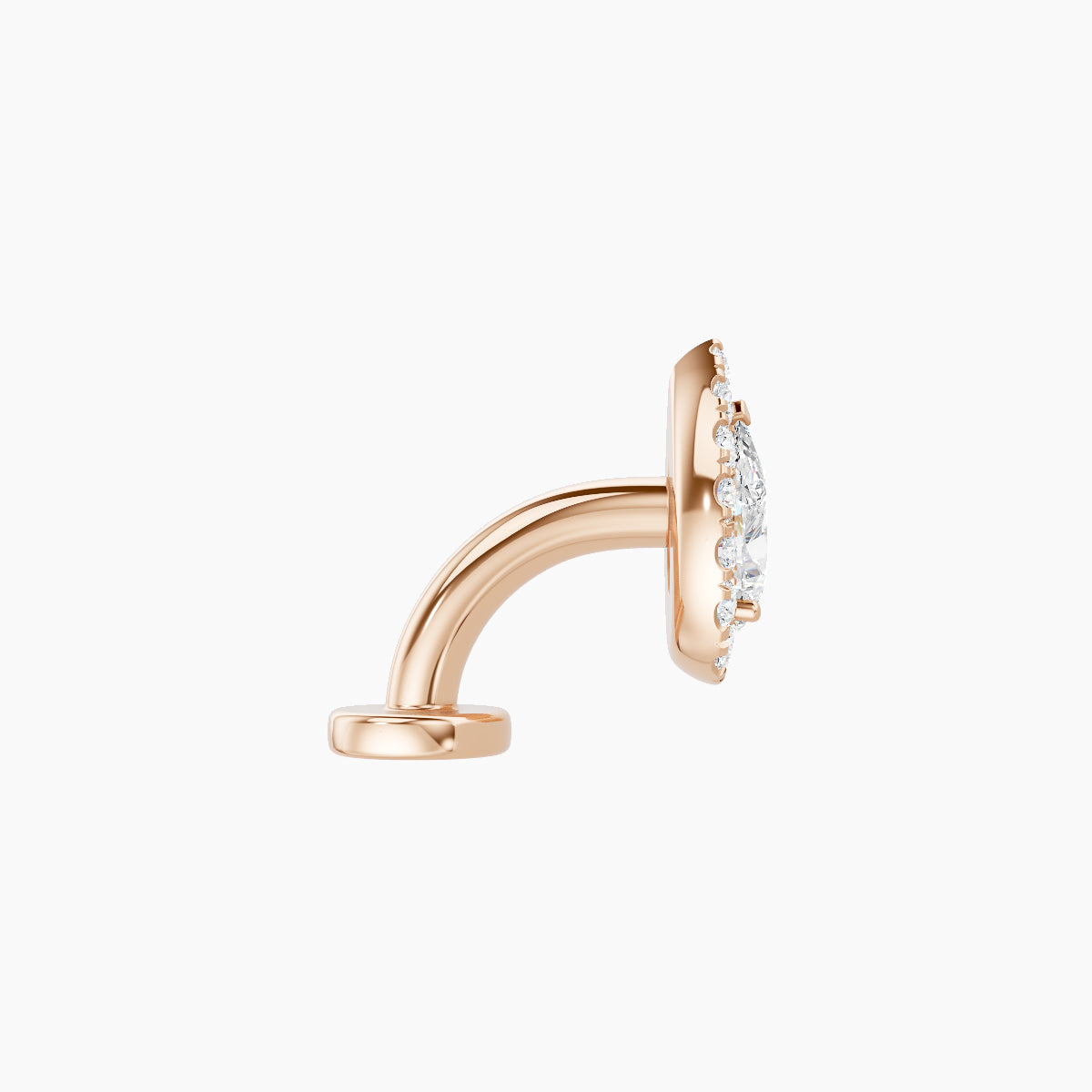 Eirene | 18k Rose Gold 8.5 mm 6 mm Halo Pear Diamond Floating Navel Piercing