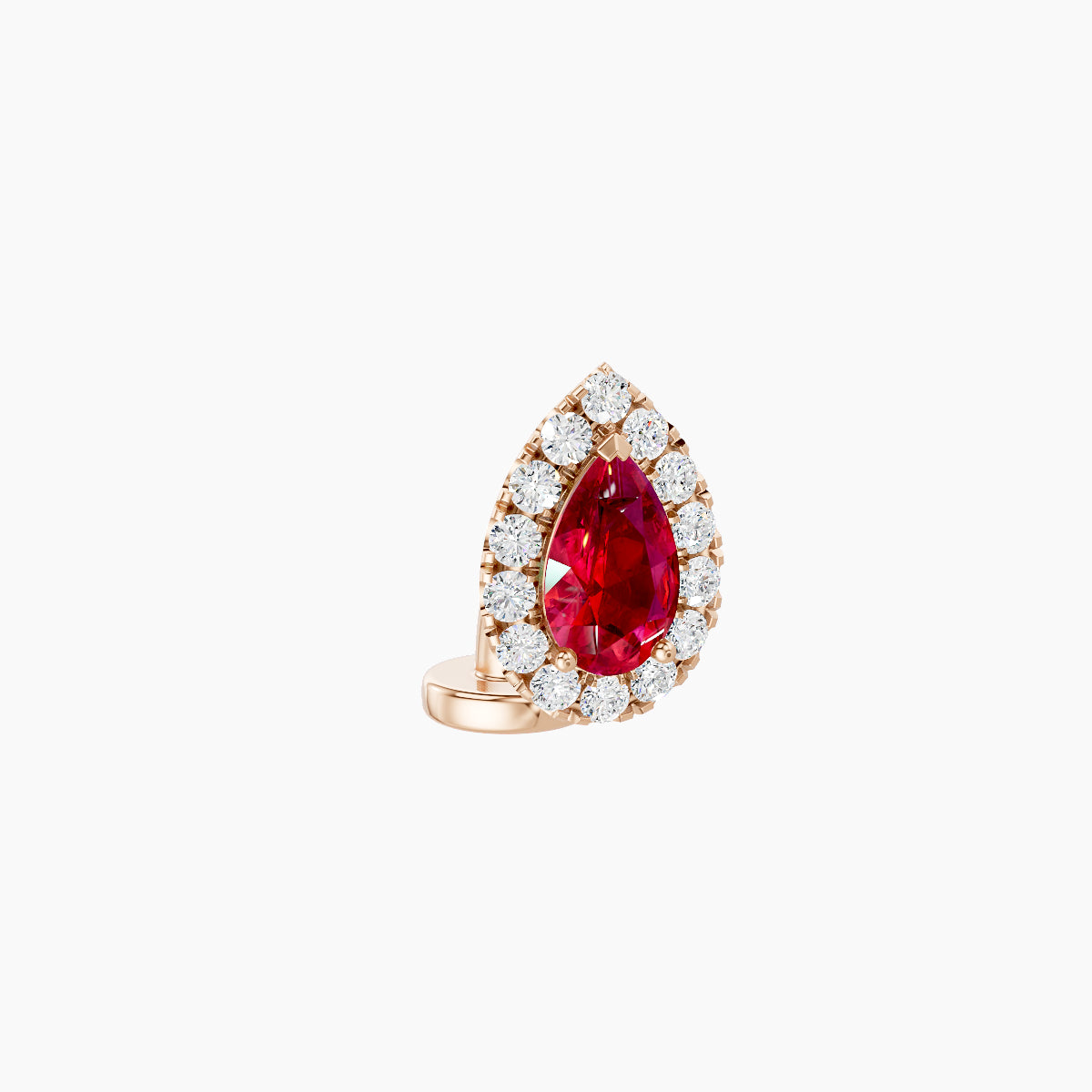 Eirene | 18k Rose Gold 6 mm 8.5 mm Halo Pear Ruby & Diamond Floating Navel Piercing