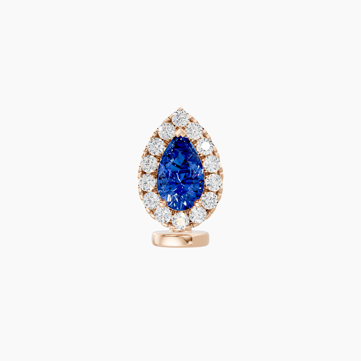 Eirene | 18k Rose Gold 6 mm 8.5 mm Halo Pear Sapphire & Diamond Floating Navel Piercing