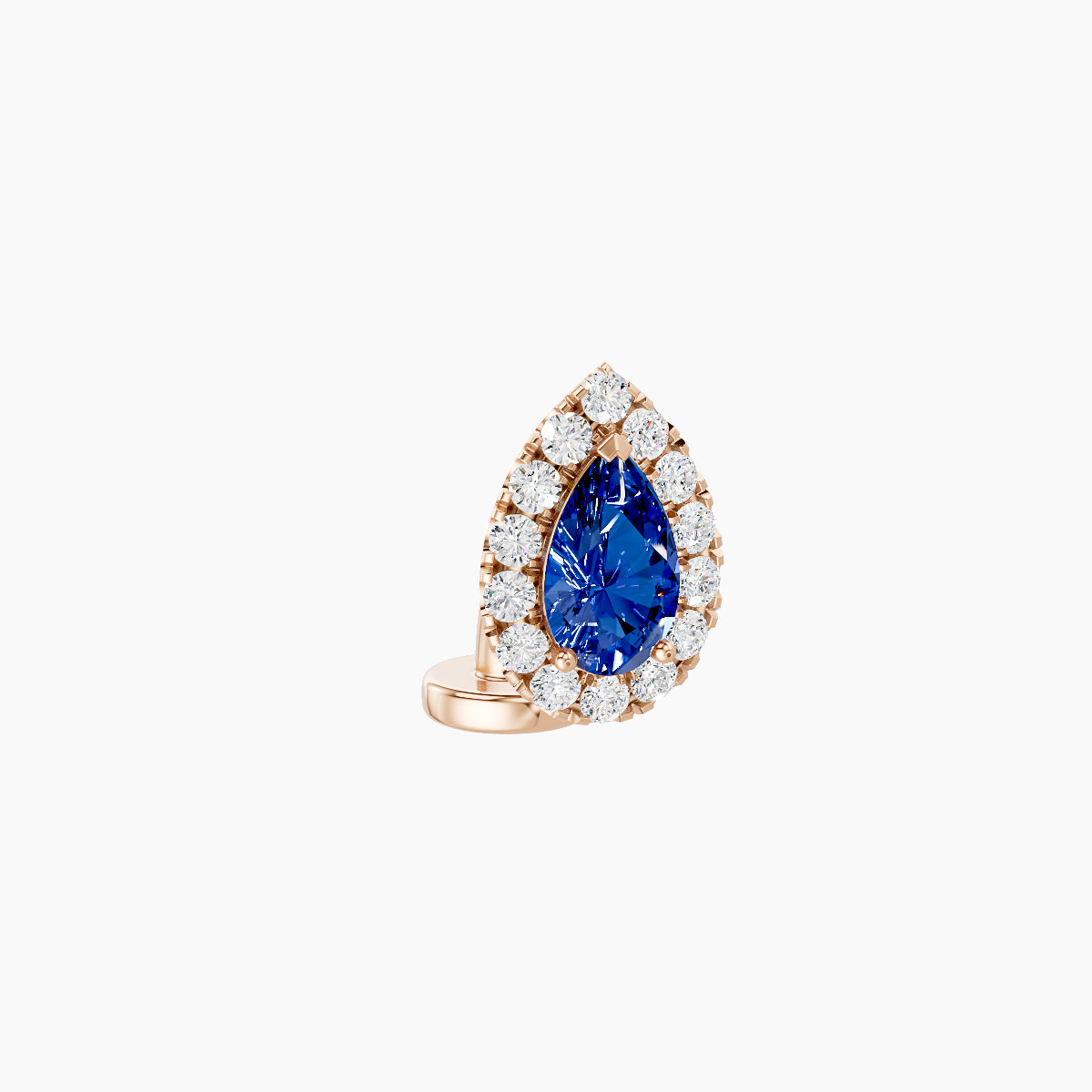 Eirene | 18k Rose Gold 6 mm 8.5 mm Halo Pear Sapphire & Diamond Floating Navel Piercing