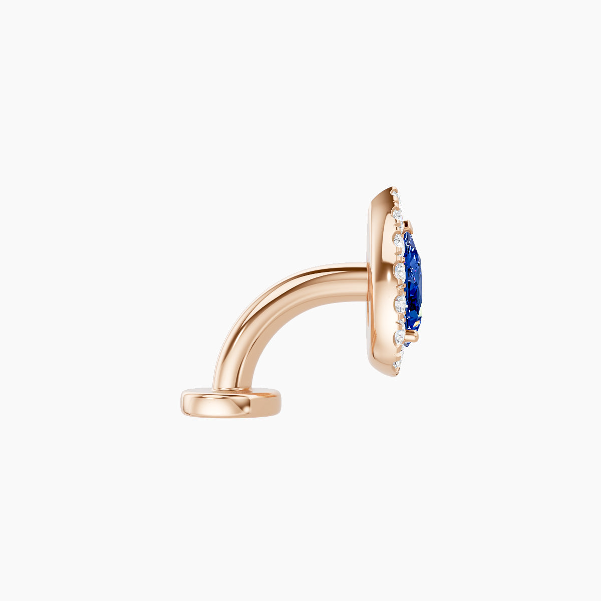 Eirene | 18k Rose Gold 6 mm 8.5 mm Halo Pear Sapphire & Diamond Floating Navel Piercing