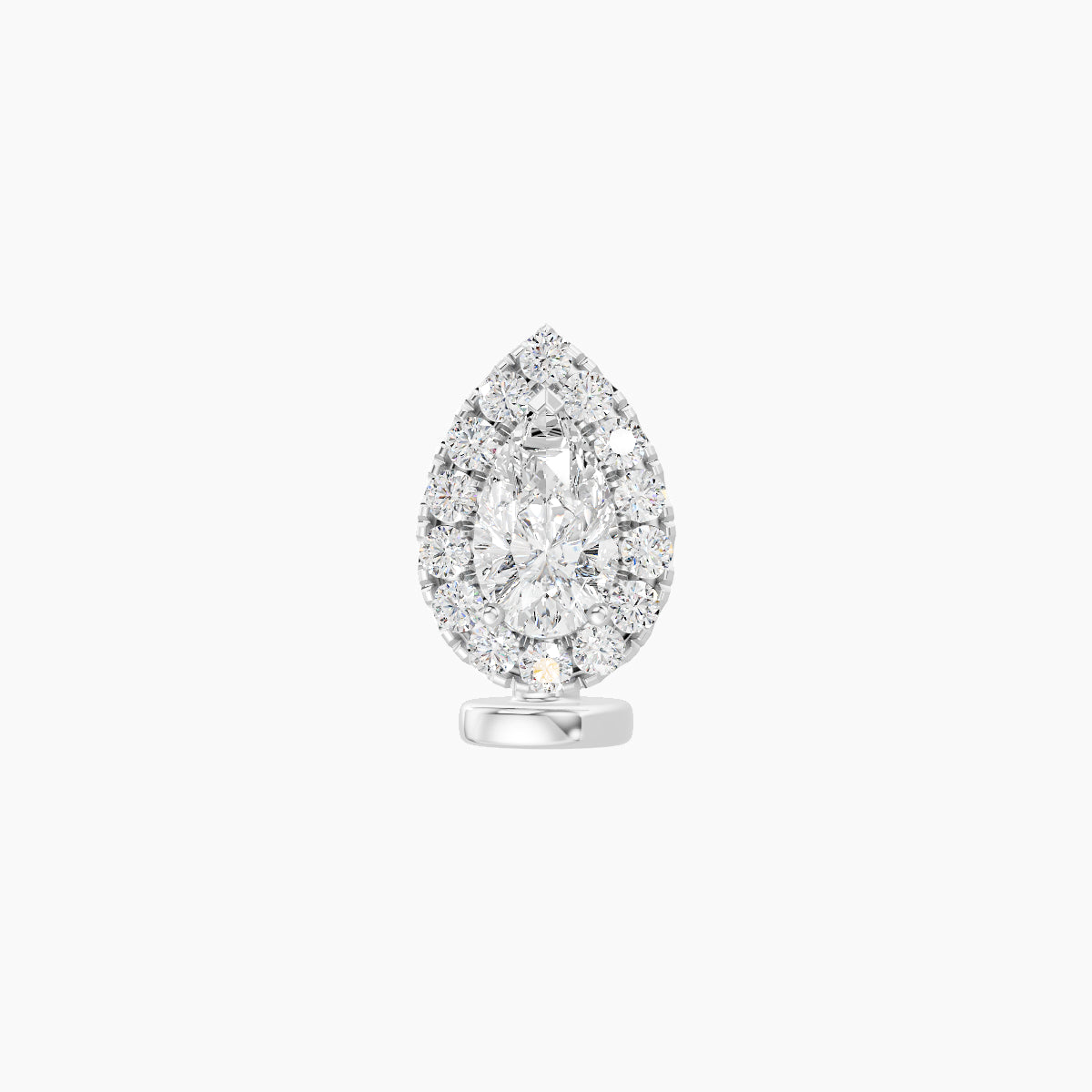 Eirene | 18k White Gold 8.5 mm 6 mm Halo Pear Diamond Floating Navel Piercing