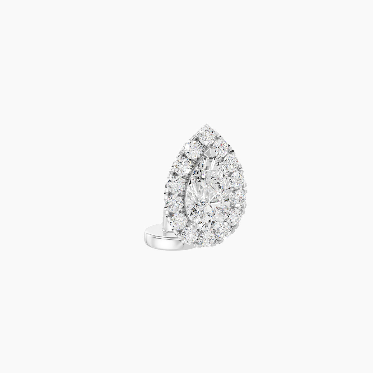 Eirene | 18k White Gold 8.5 mm 6 mm Halo Pear Diamond Floating Navel Piercing