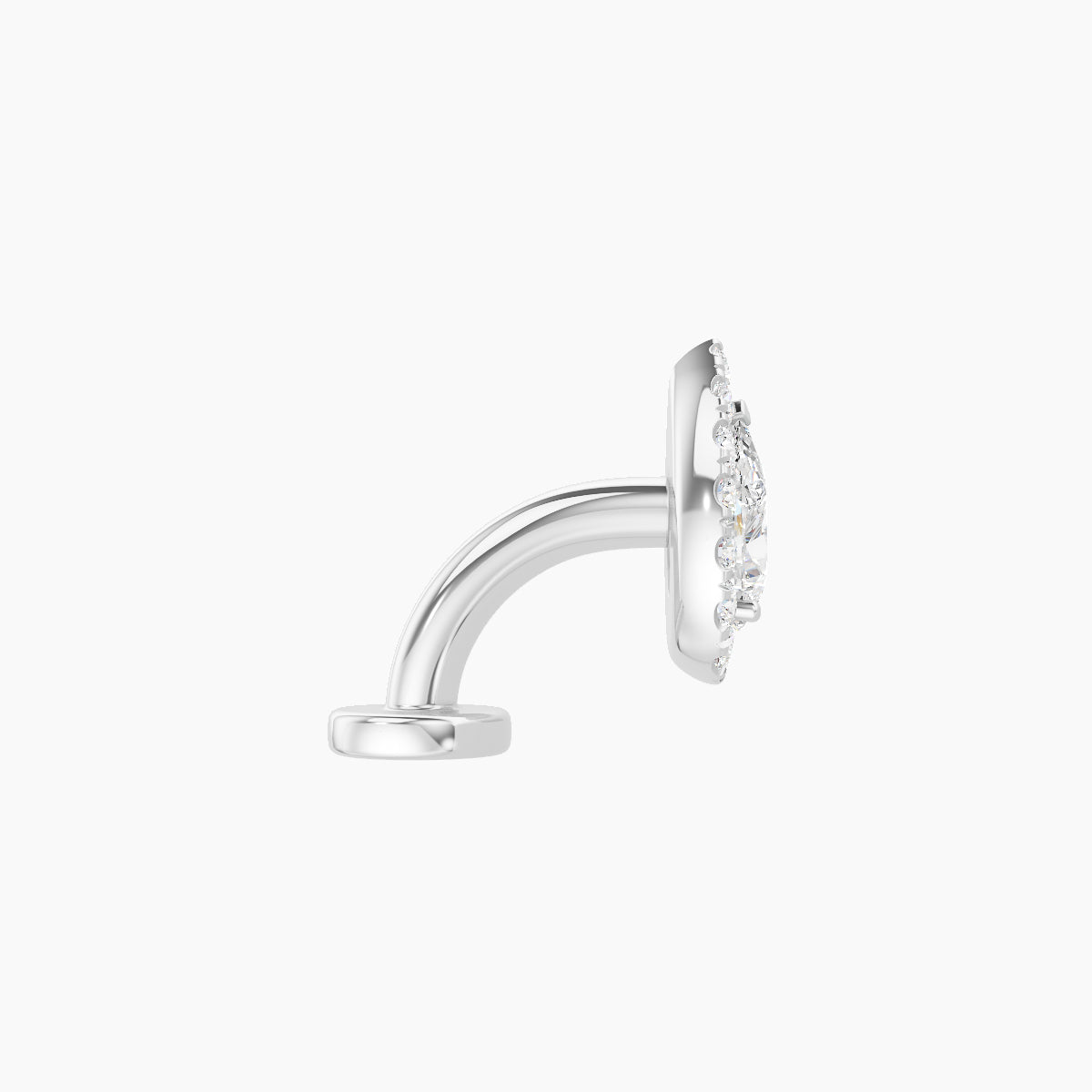 Eirene | 18k White Gold 8.5 mm 6 mm Halo Pear Diamond Floating Navel Piercing