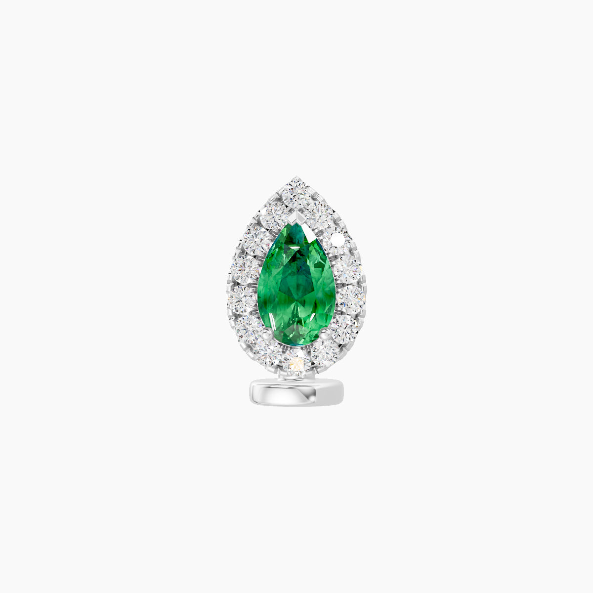 Eirene | 18k White Gold 6 mm 8.5 mm Halo Pear Emerald & Diamond Floating Navel Piercing