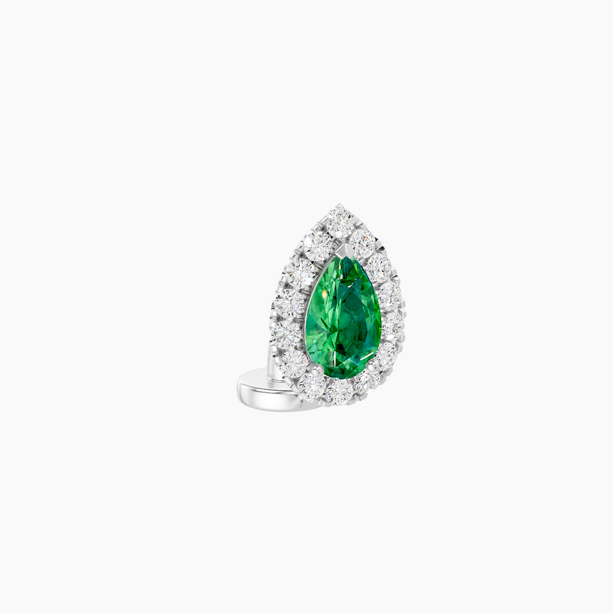 Eirene | 18k White Gold 6 mm 8.5 mm Halo Pear Emerald & Diamond Floating Navel Piercing