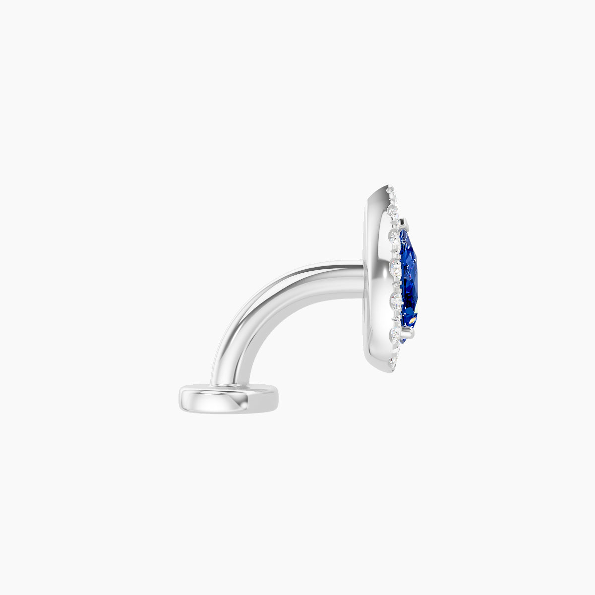 Eirene | 18k White Gold 6 mm 8.5 mm Halo Pear Sapphire & Diamond Floating Navel Piercing