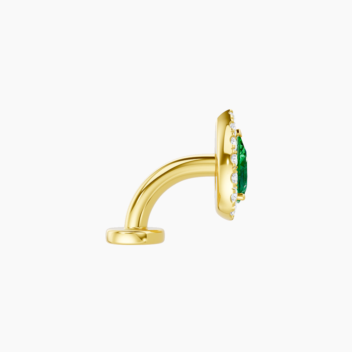 Eirene | 18k Yellow Gold 6 mm 8.5 mm Halo Pear Emerald & Diamond Floating Navel Piercing