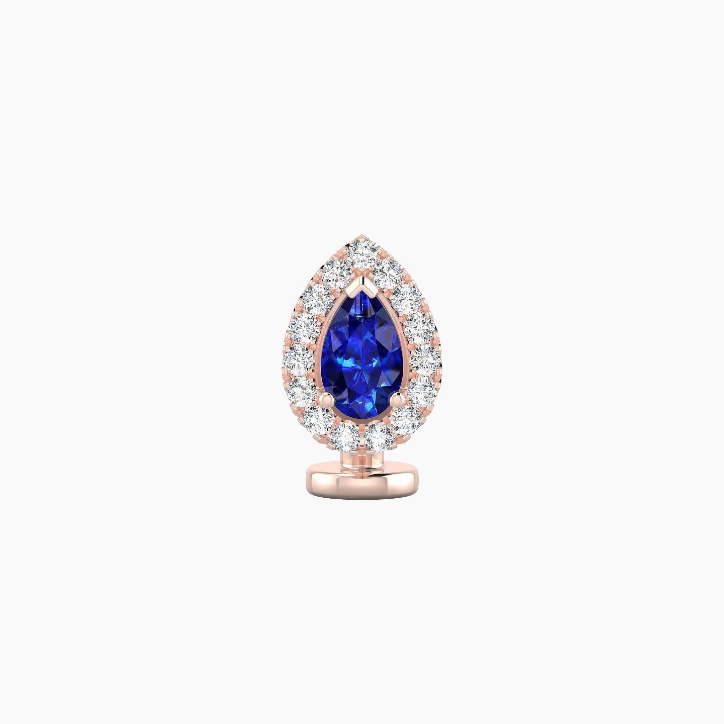 Eirene | 18k Rose Gold 6 mm 8.5 mm Halo Pear Sapphire & Diamond Floating Navel Piercing