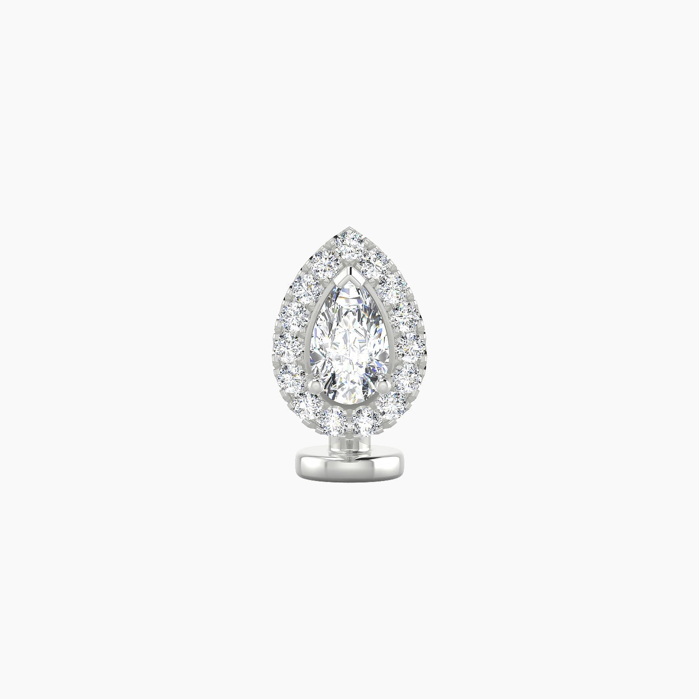 Eirene | 18k White Gold 8.5 mm 6 mm Halo Pear Diamond Floating Navel Piercing