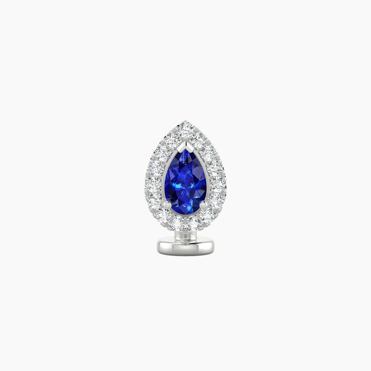 Eirene | 18k White Gold 6 mm 8.5 mm Halo Pear Sapphire & Diamond Floating Navel Piercing