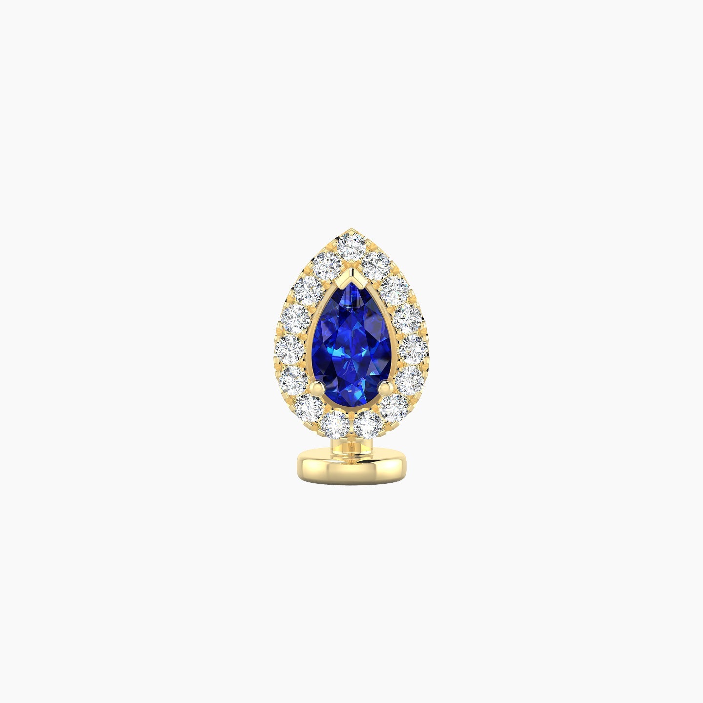 Eirene | 18k Yellow Gold 6 mm 8.5 mm Halo Pear Sapphire & Diamond Floating Navel Piercing