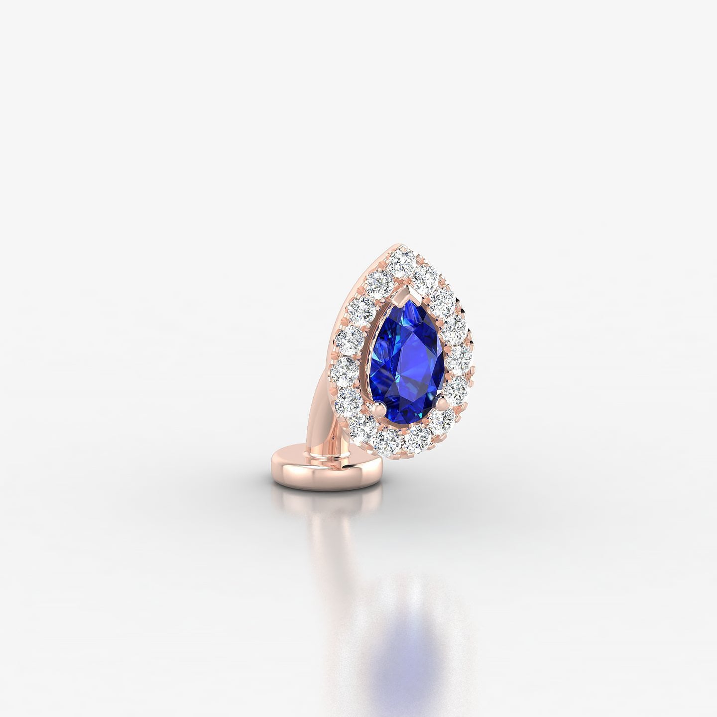 Eirene | 18k Rose Gold 6 mm 8.5 mm Halo Pear Sapphire & Diamond Floating Navel Piercing