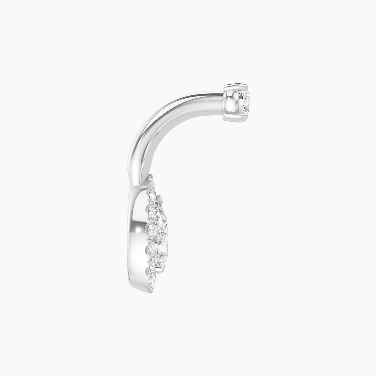 Eirene | 18k White Gold 8.5 mm 6 mm Halo Pear Diamond Navel Piercing