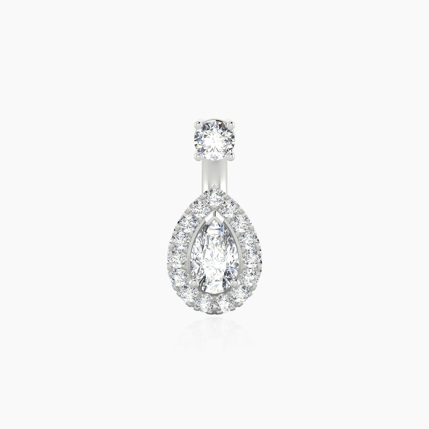 Eirene | 18k White Gold 6 mm 8.5 mm Halo Pear Diamond Navel Piercing