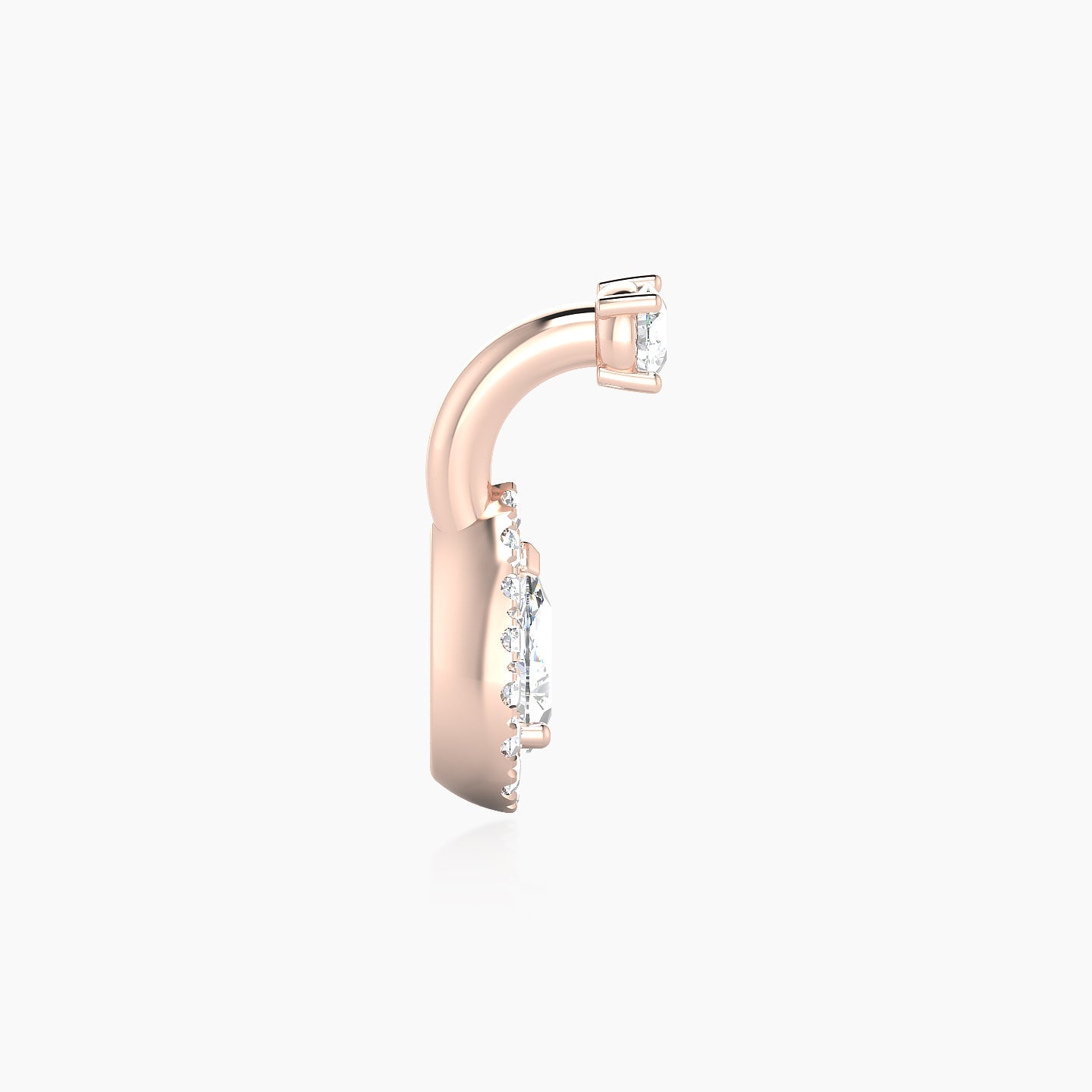 Eirene | 18k Rose Gold 6 mm 8.5 mm Halo Pear Diamond Navel Piercing