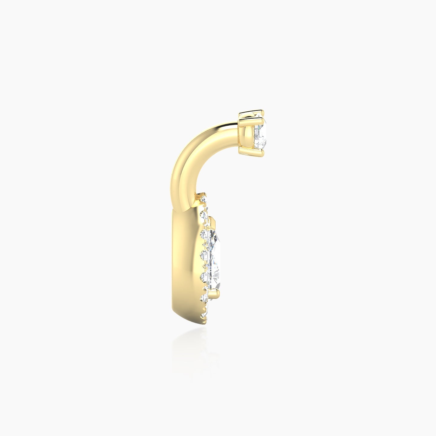 Eirene | 18k Yellow Gold 6 mm 8.5 mm Halo Pear Diamond Navel Piercing