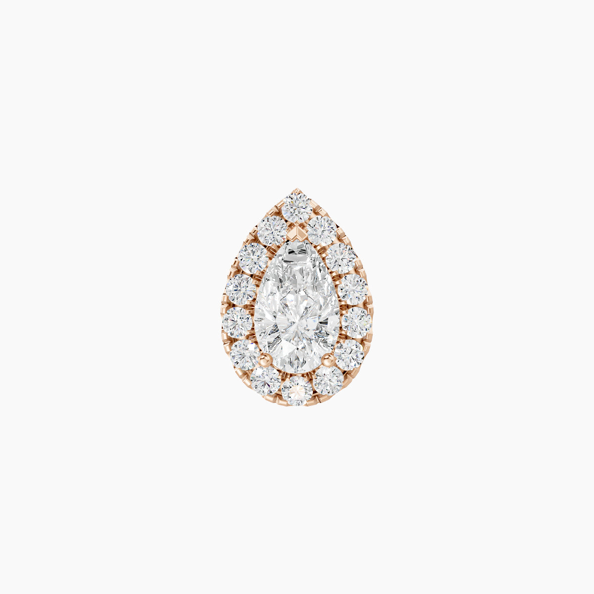 Eirene | 18k Rose Gold 8.5 mm 6.5 mm Halo Pear Diamond Piercing