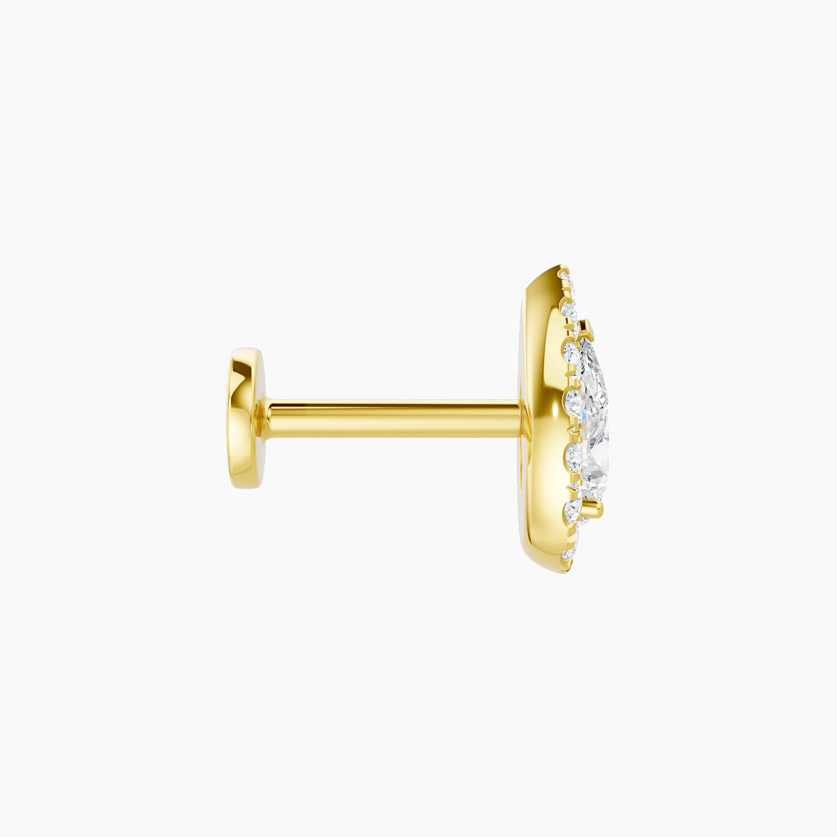 Eirene | 18k Yellow Gold 8.5 mm 6.5 mm Halo Pear Diamond Piercing