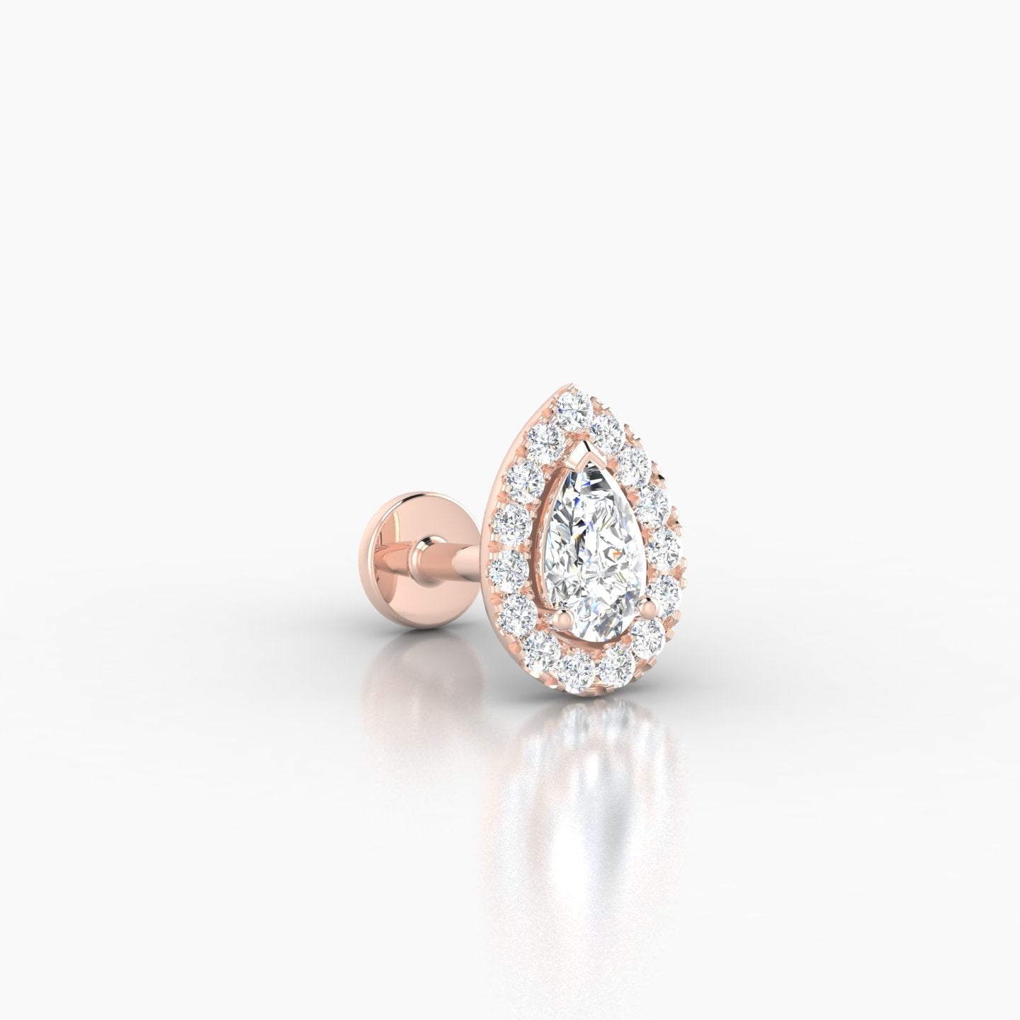 Eirene | 18k Rose Gold 8.5 mm 6.5 mm Halo Pear Diamond Piercing