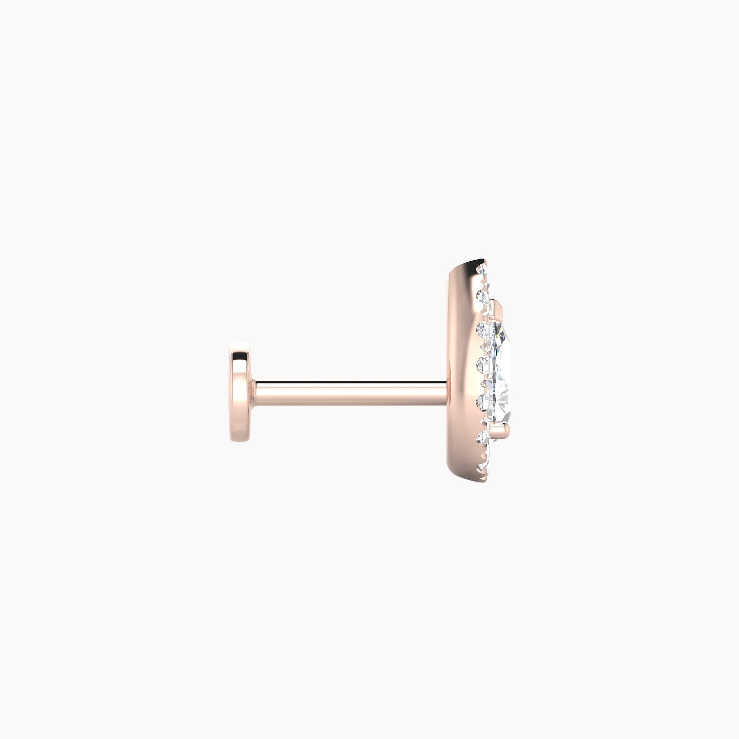 Eirene | 18k Rose Gold 8.5 mm 6.5 mm Halo Pear Diamond Piercing