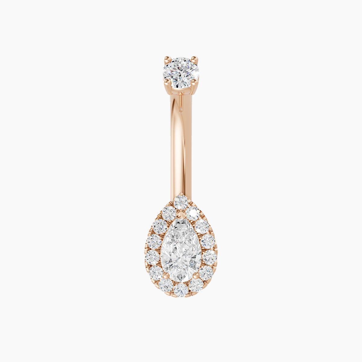 Eirene | 18k Rose Gold 8 mm 8 mm Halo Pear Diamond Belly Piercing
