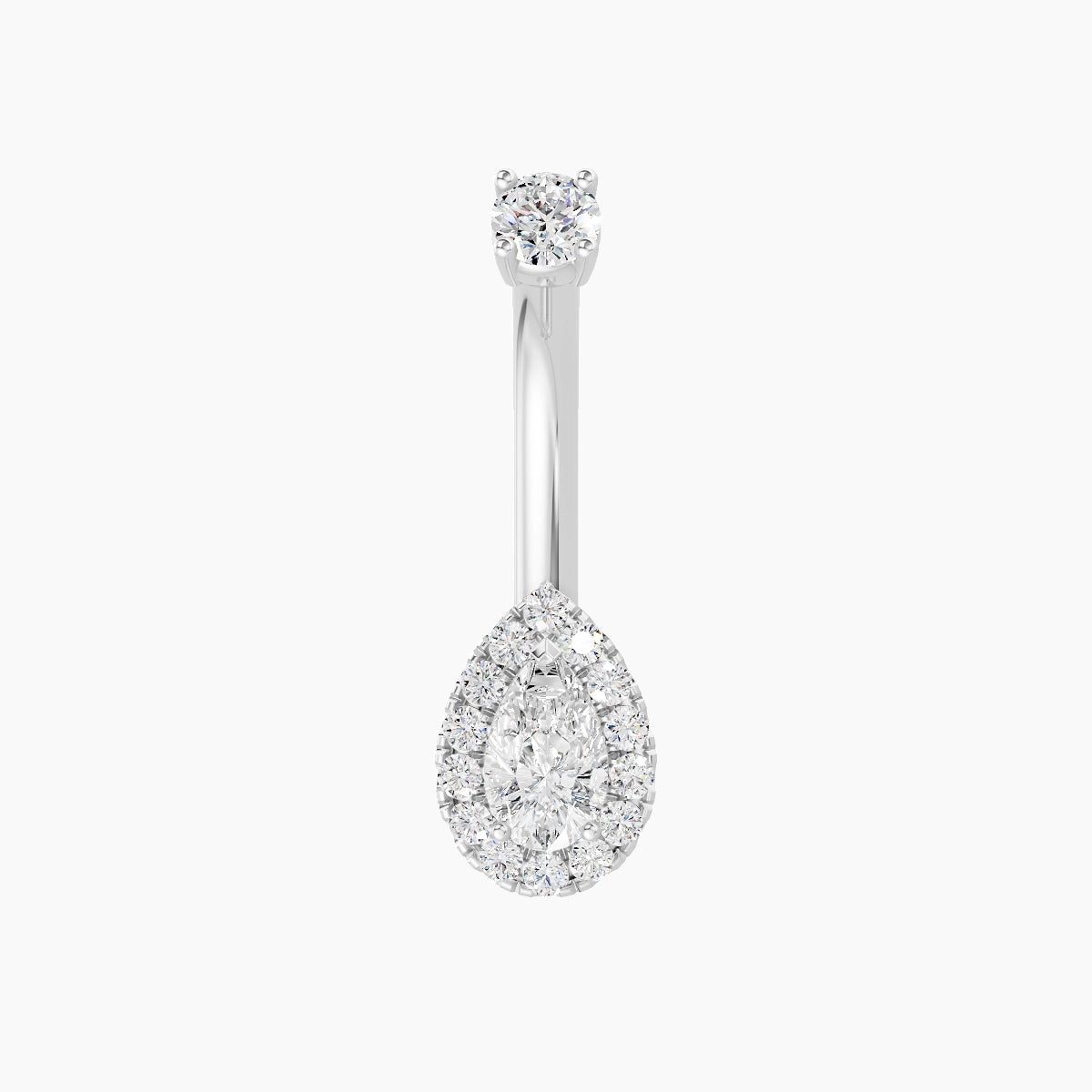 Eirene | 18k White Gold 8 mm 8 mm Halo Pear Diamond Belly Piercing