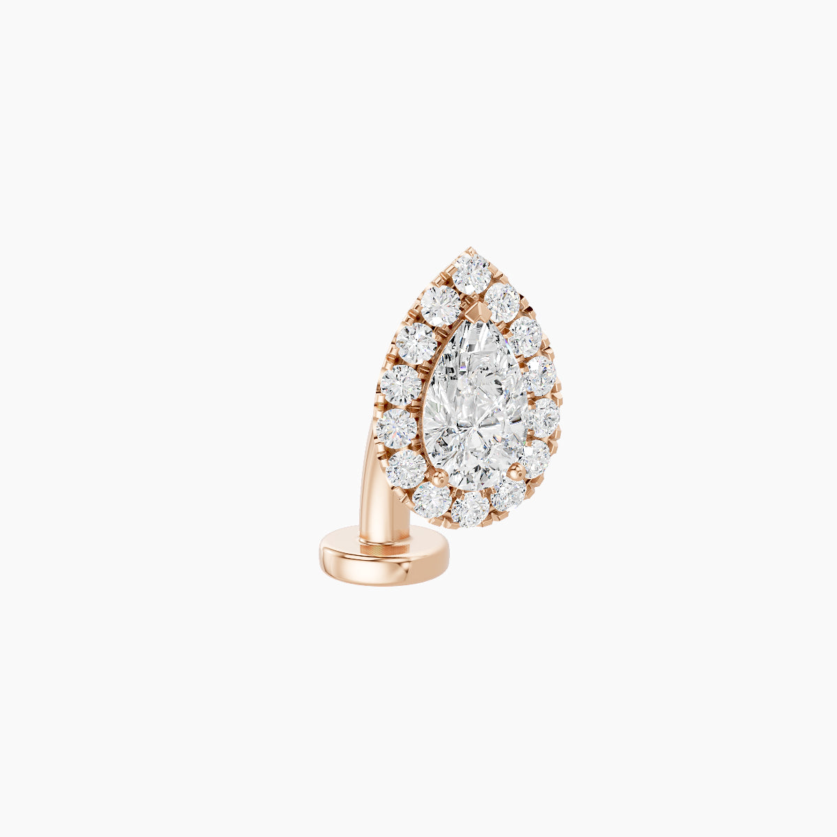 Eirene | 18k Rose Gold 8.5 mm 8 mm Halo Pear Diamond Floating Navel Piercing