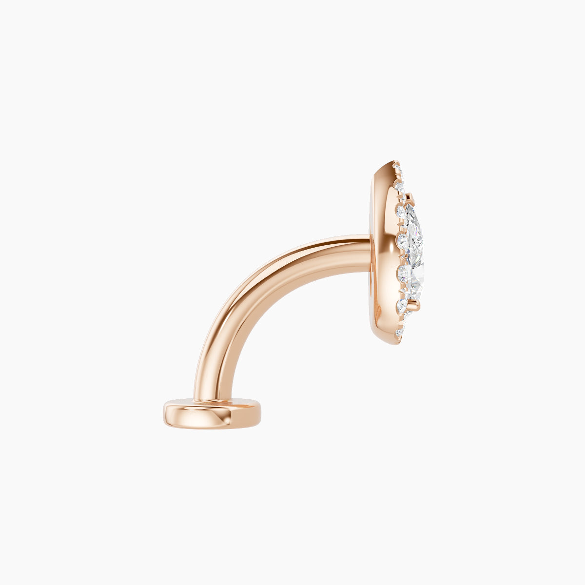 Eirene | 18k Rose Gold 8.5 mm 8 mm Halo Pear Diamond Floating Navel Piercing