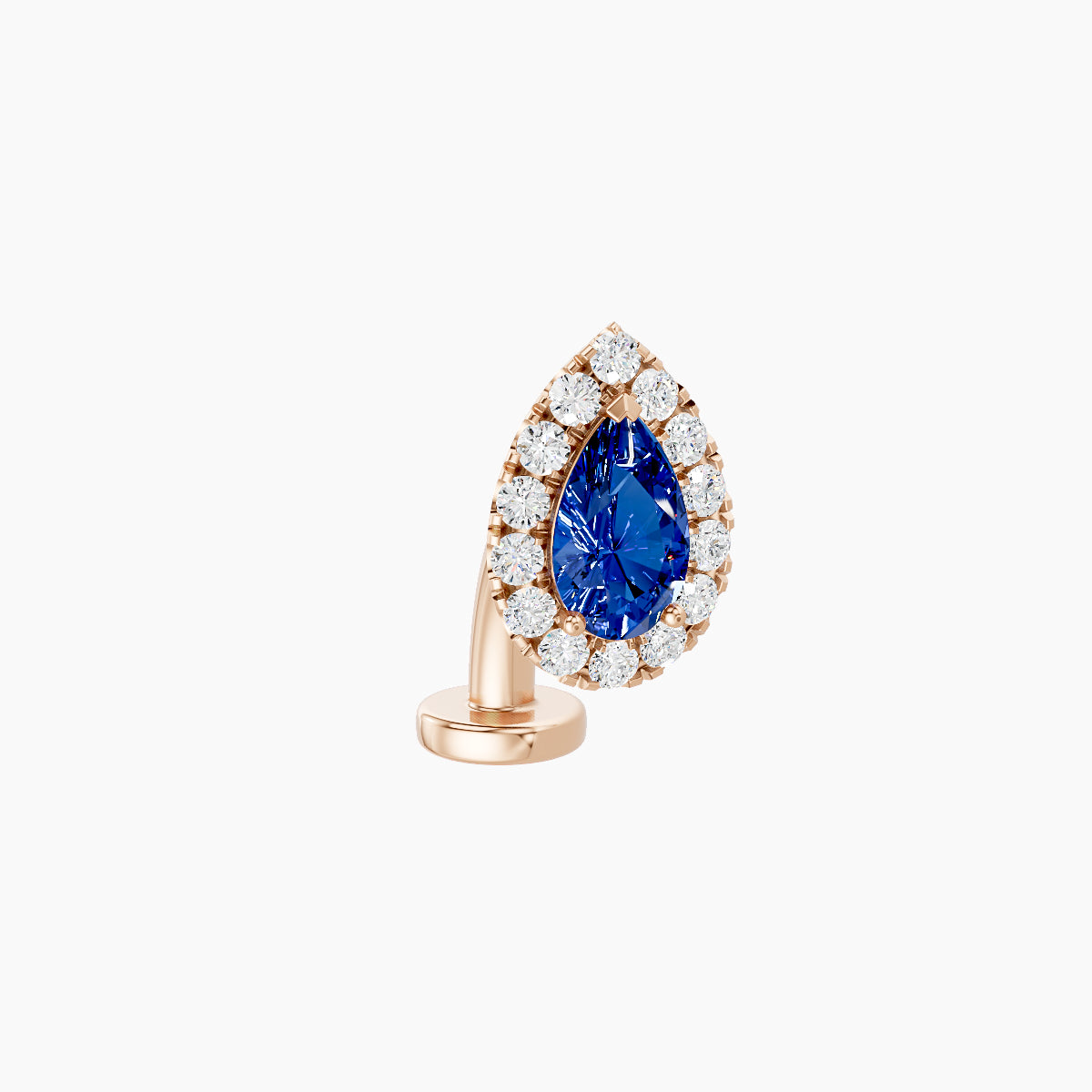 Eirene | 18k Rose Gold 8 mm 8.5 mm Halo Pear Sapphire & Diamond Floating Navel Piercing