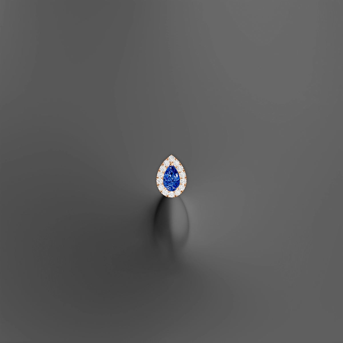 Eirene | 18k Rose Gold 8 mm 8.5 mm Halo Pear Sapphire & Diamond Floating Navel Piercing