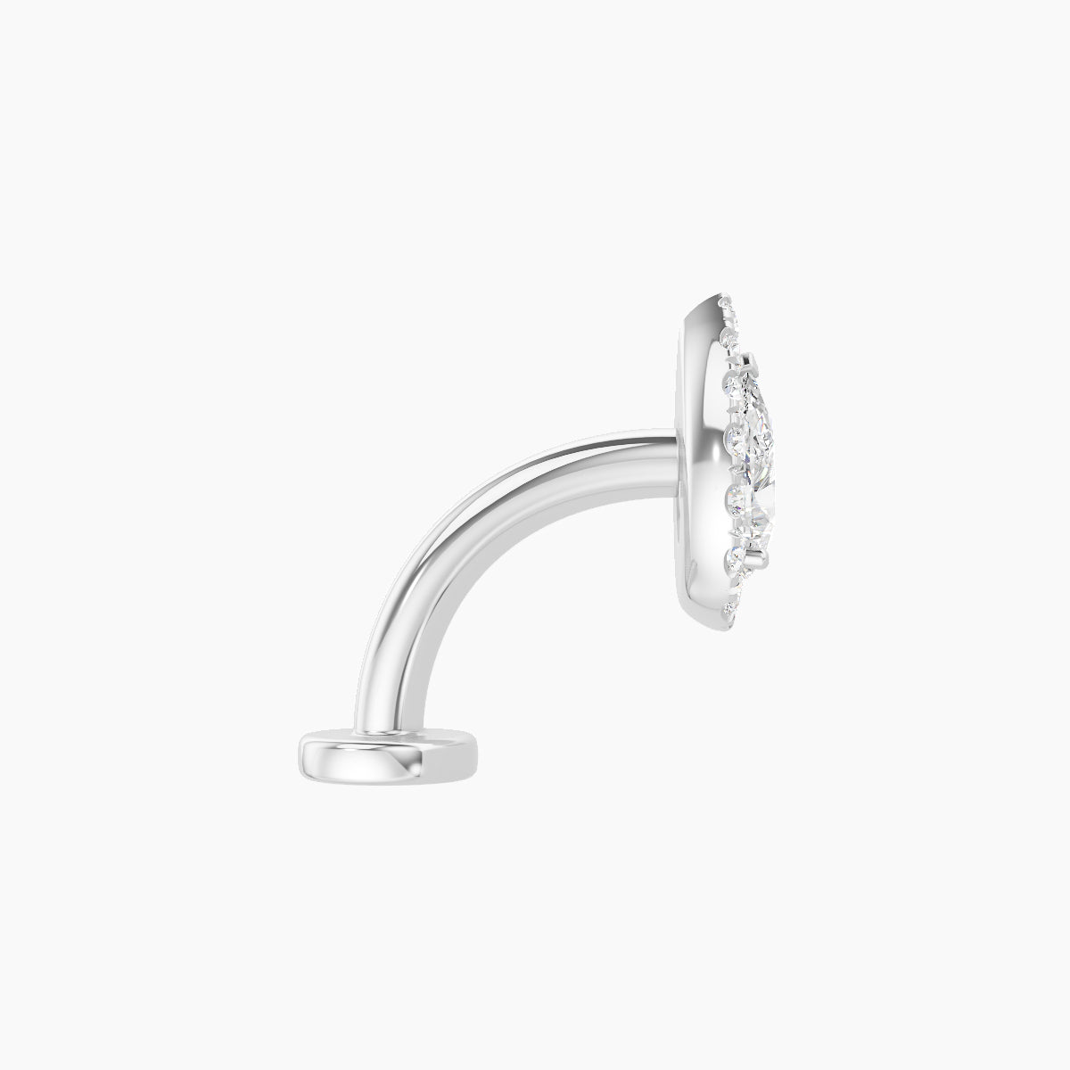 Eirene | 18k White Gold 8.5 mm 8 mm Halo Pear Diamond Floating Navel Piercing