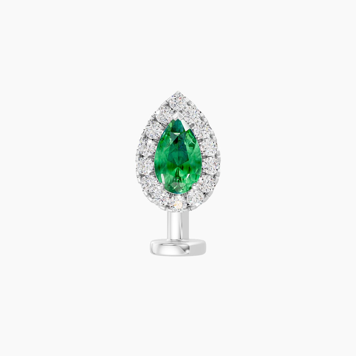 Eirene | 18k White Gold 8 mm 8.5 mm Halo Pear Emerald & Diamond Floating Navel Piercing
