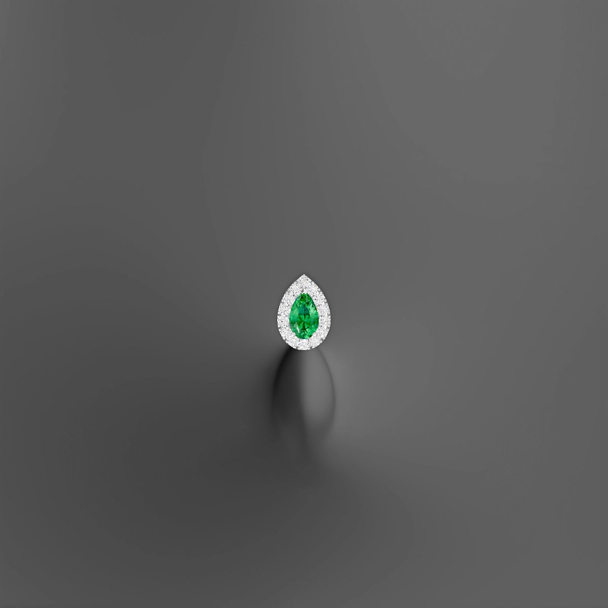 Eirene | 18k White Gold 8 mm 8.5 mm Halo Pear Emerald & Diamond Floating Navel Piercing