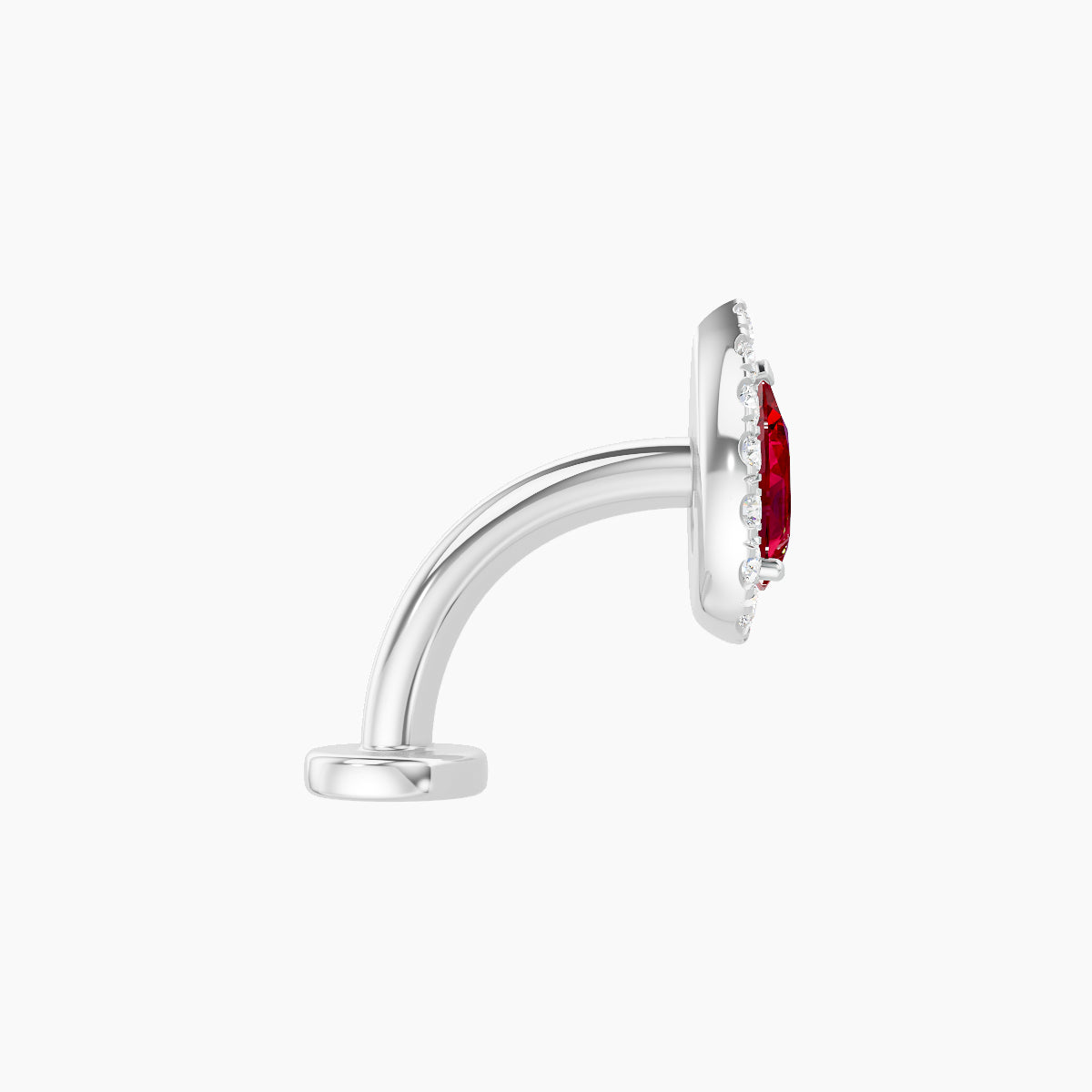 Eirene | 18k White Gold 8 mm 8.5 mm Halo Pear Ruby & Diamond Floating Navel Piercing