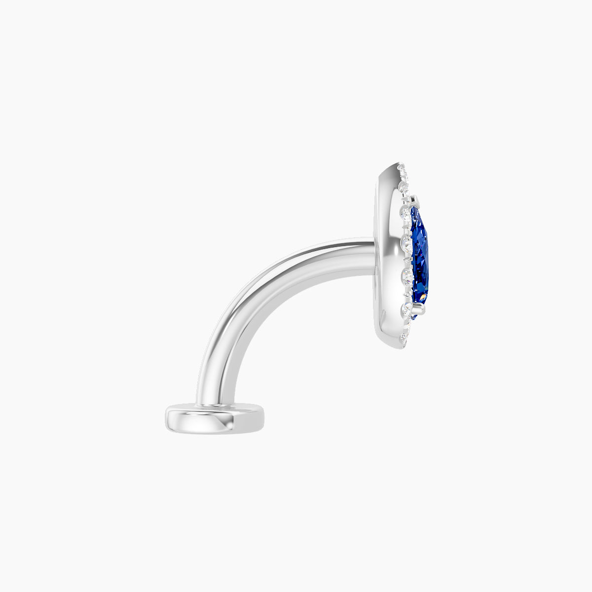 Eirene | 18k White Gold 8 mm 8.5 mm Halo Pear Sapphire & Diamond Floating Navel Piercing