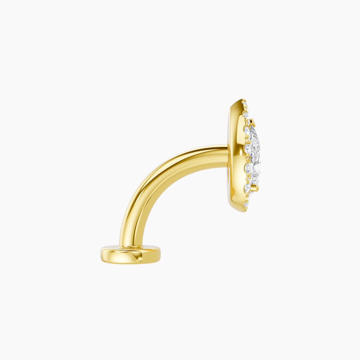 Eirene | 18k Yellow Gold 8.5 mm 8 mm Halo Pear Diamond Floating Navel Piercing