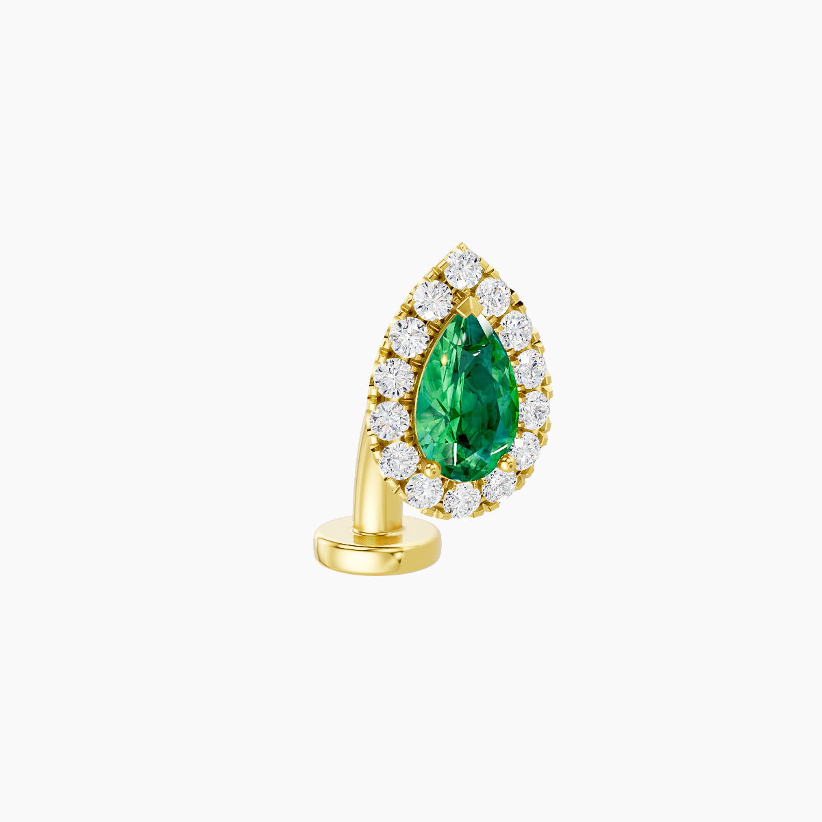 Eirene | 18k Yellow Gold 8 mm 8.5 mm Halo Pear Emerald & Diamond Floating Navel Piercing