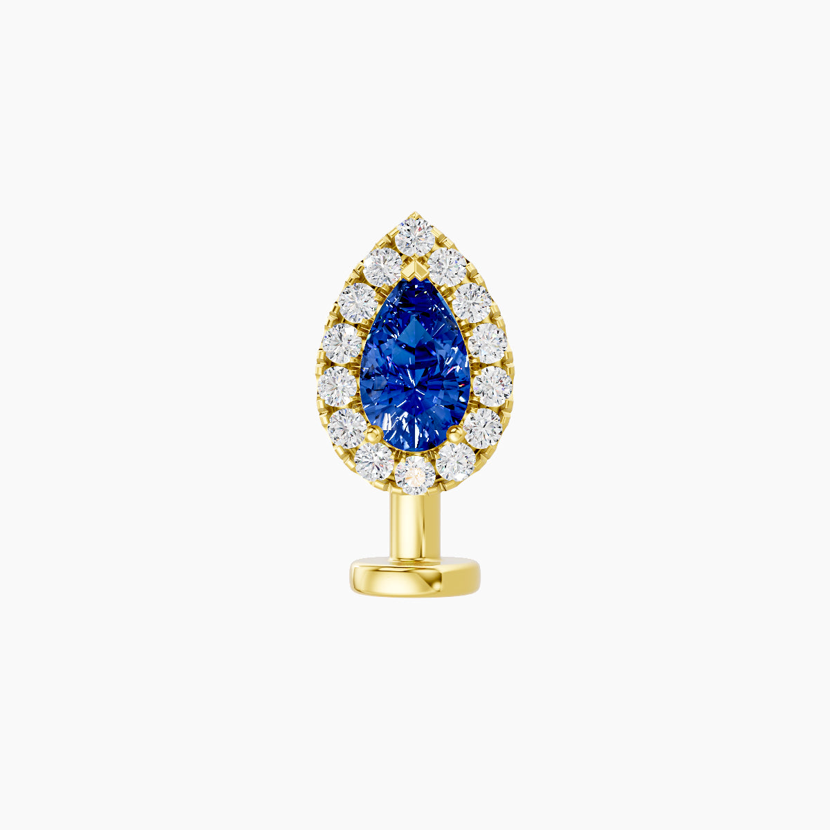 Eirene | 18k Yellow Gold 8 mm 8.5 mm Halo Pear Sapphire & Diamond Floating Navel Piercing
