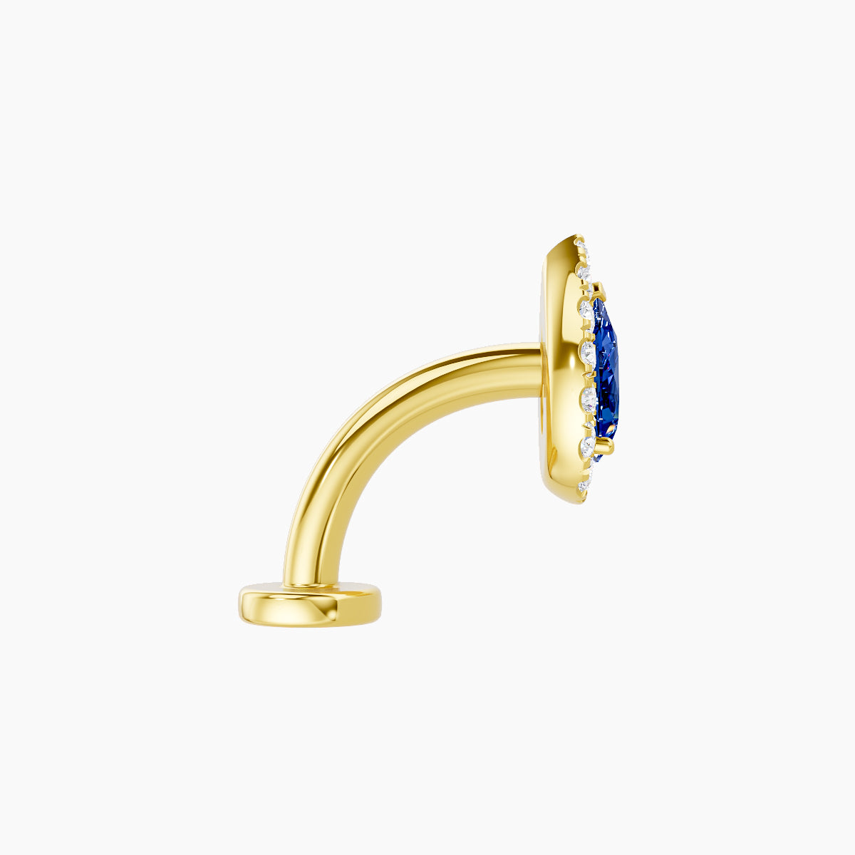 Eirene | 18k Yellow Gold 8 mm 8.5 mm Halo Pear Sapphire & Diamond Floating Navel Piercing