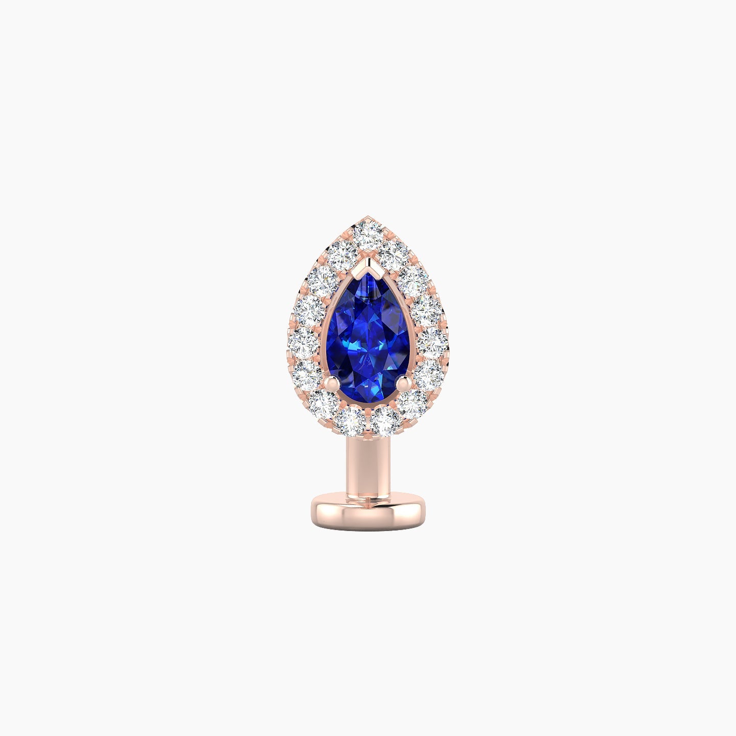 Eirene | 18k Rose Gold 8 mm 8.5 mm Halo Pear Sapphire & Diamond Floating Navel Piercing