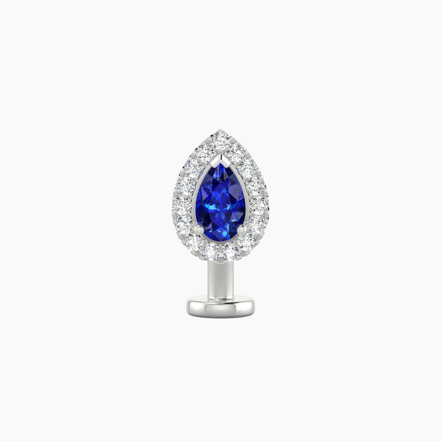 Eirene | 18k White Gold 8 mm 8.5 mm Halo Pear Sapphire & Diamond Floating Navel Piercing