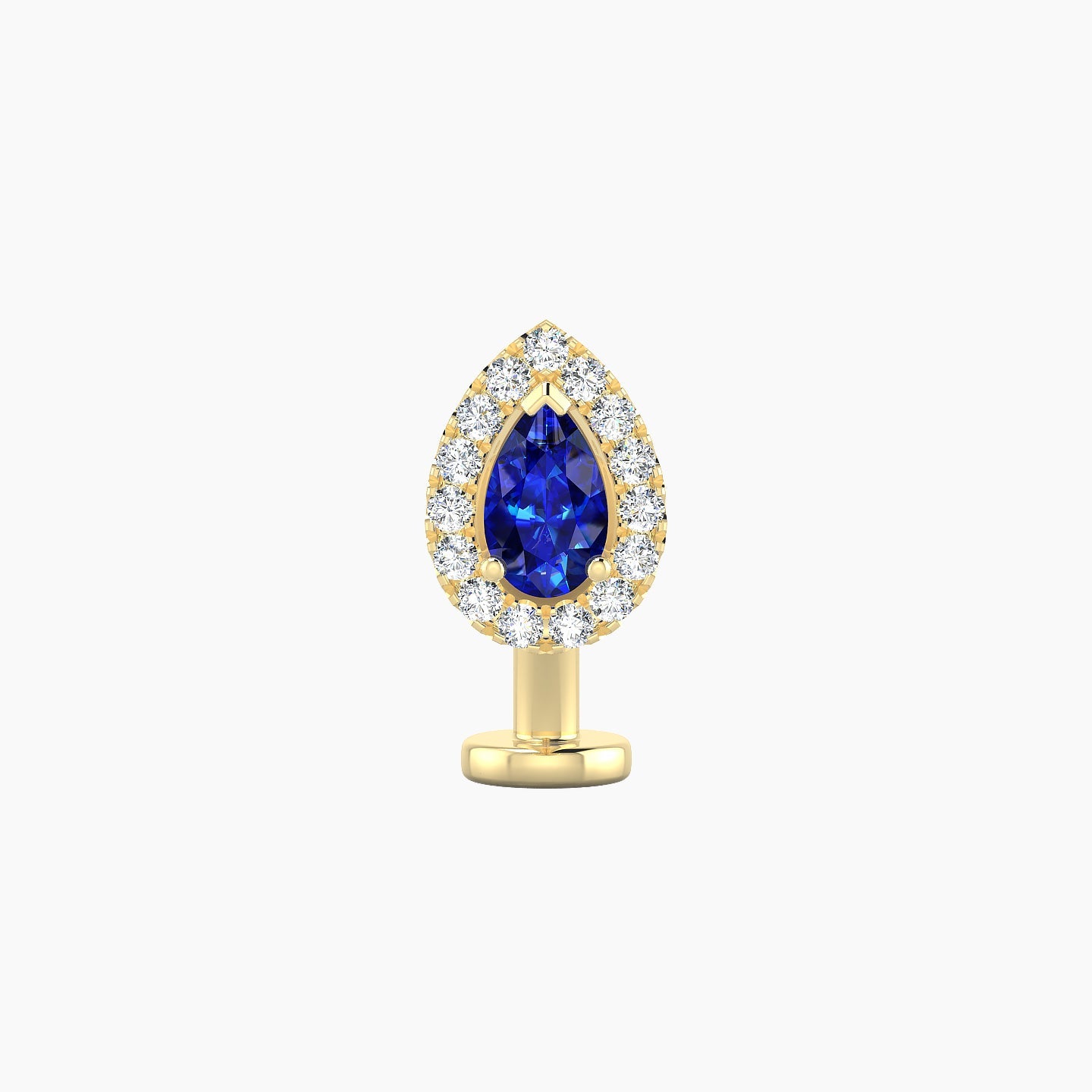 Eirene | 18k Yellow Gold 8 mm 8.5 mm Halo Pear Sapphire & Diamond Floating Navel Piercing