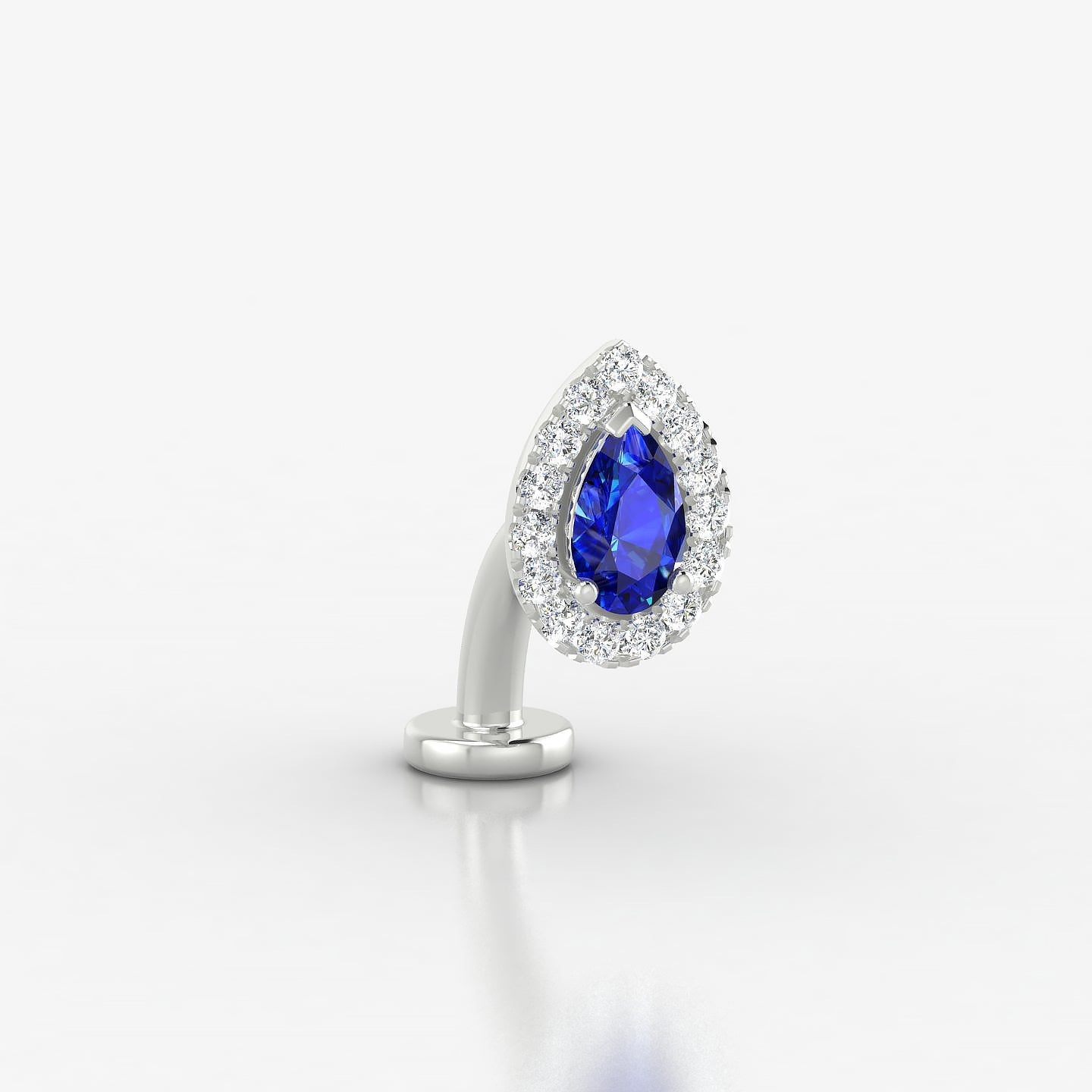 Eirene | 18k White Gold 8 mm 8.5 mm Halo Pear Sapphire & Diamond Floating Navel Piercing