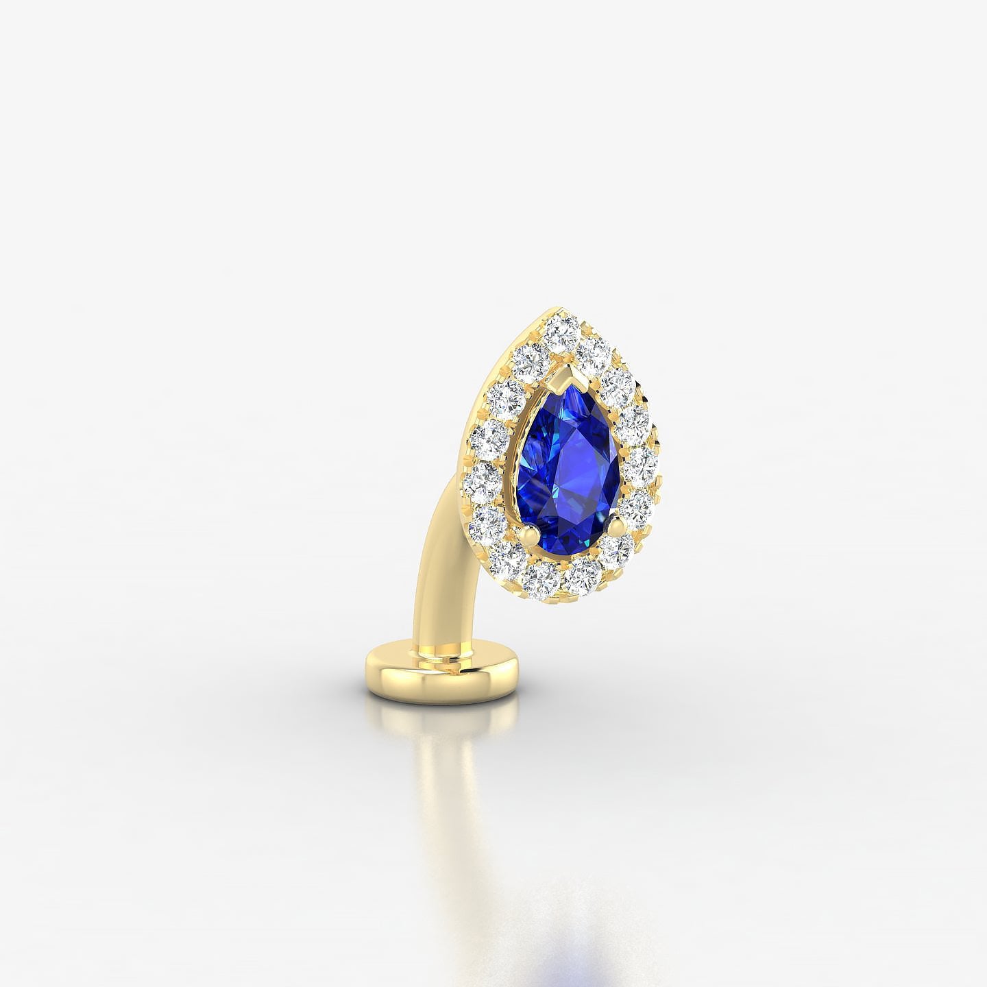 Eirene | 18k Yellow Gold 8 mm 8.5 mm Halo Pear Sapphire & Diamond Floating Navel Piercing